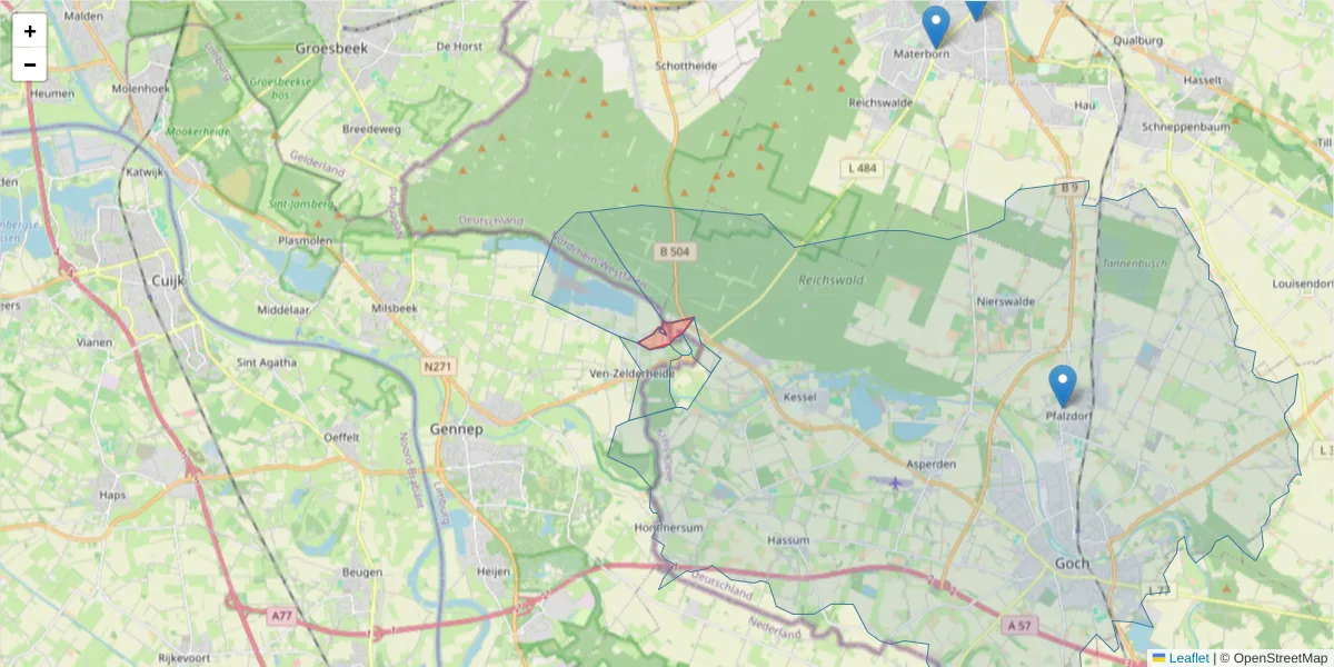 Karte des Postleitzahlen Bereichs  und der umliegenden Postleitzahlen in Deutschland