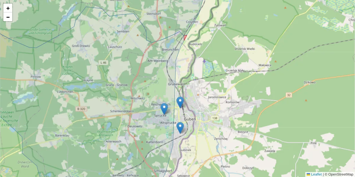 Karte des Postleitzahlen Bereichs  und der umliegenden Postleitzahlen in Deutschland