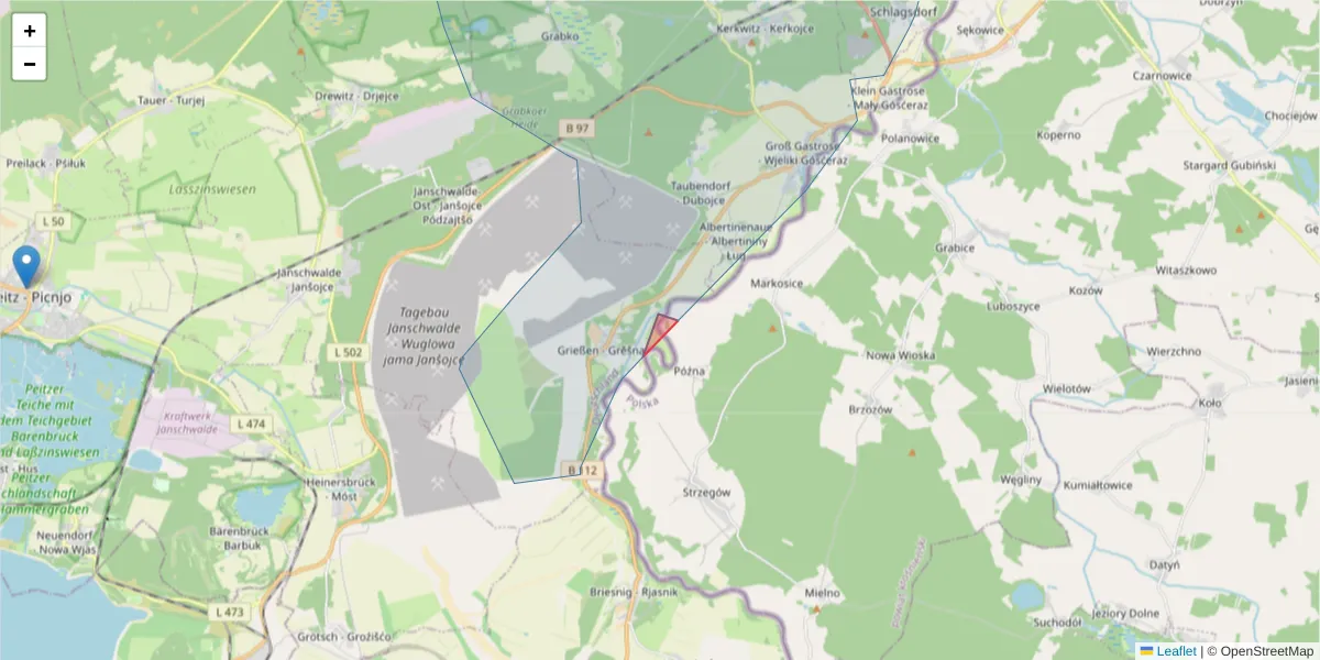 Karte des Postleitzahlen Bereichs  und der umliegenden Postleitzahlen in Deutschland