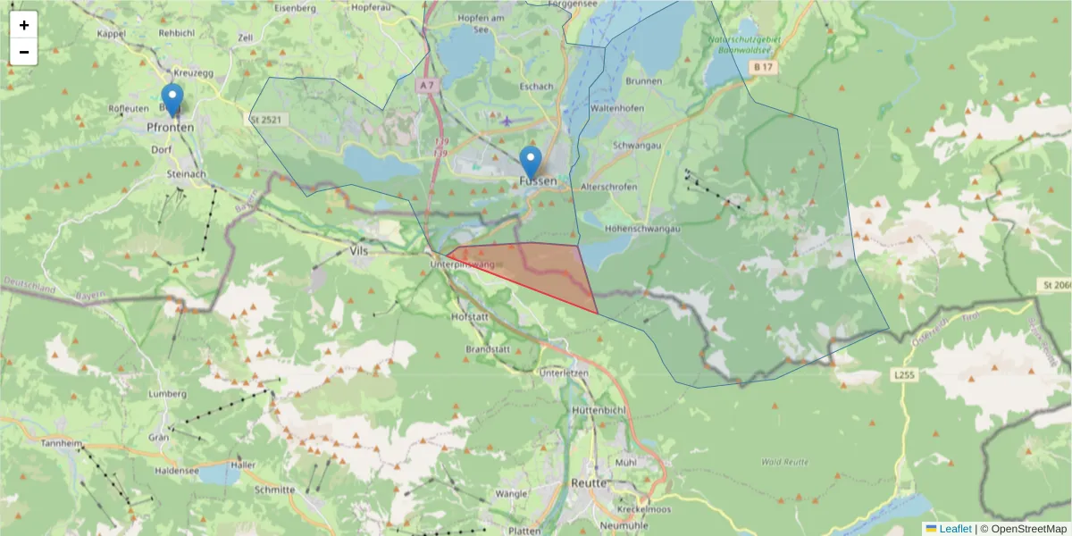 Karte des Postleitzahlen Bereichs  und der umliegenden Postleitzahlen in Deutschland