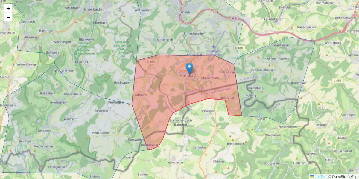 Karte des Postleitzahlen Bereichs  und der umliegenden Postleitzahlen in Deutschland