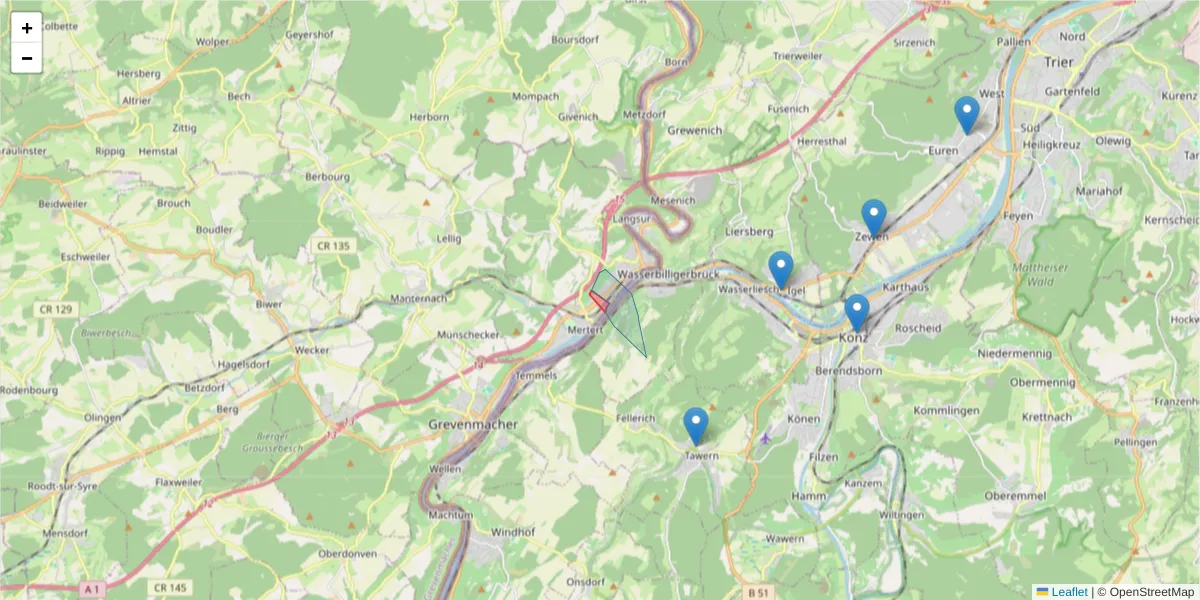 Karte des Postleitzahlen Bereichs  und der umliegenden Postleitzahlen in Deutschland
