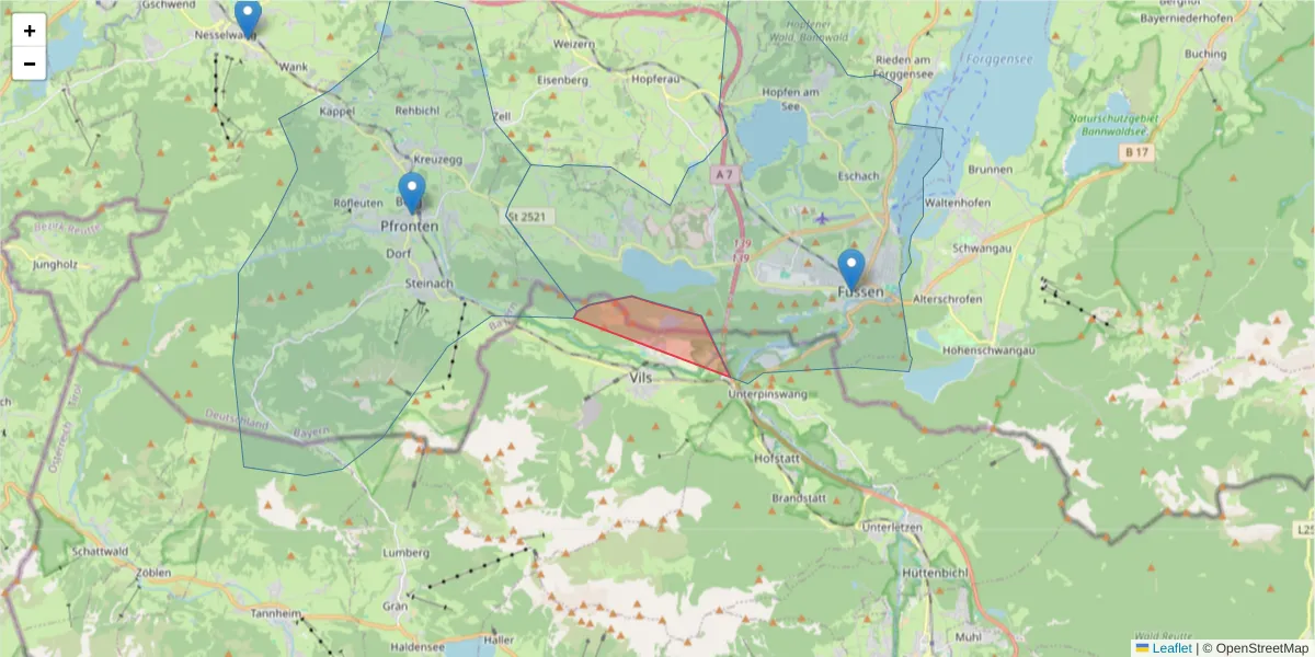 Karte des Postleitzahlen Bereichs  und der umliegenden Postleitzahlen in Deutschland