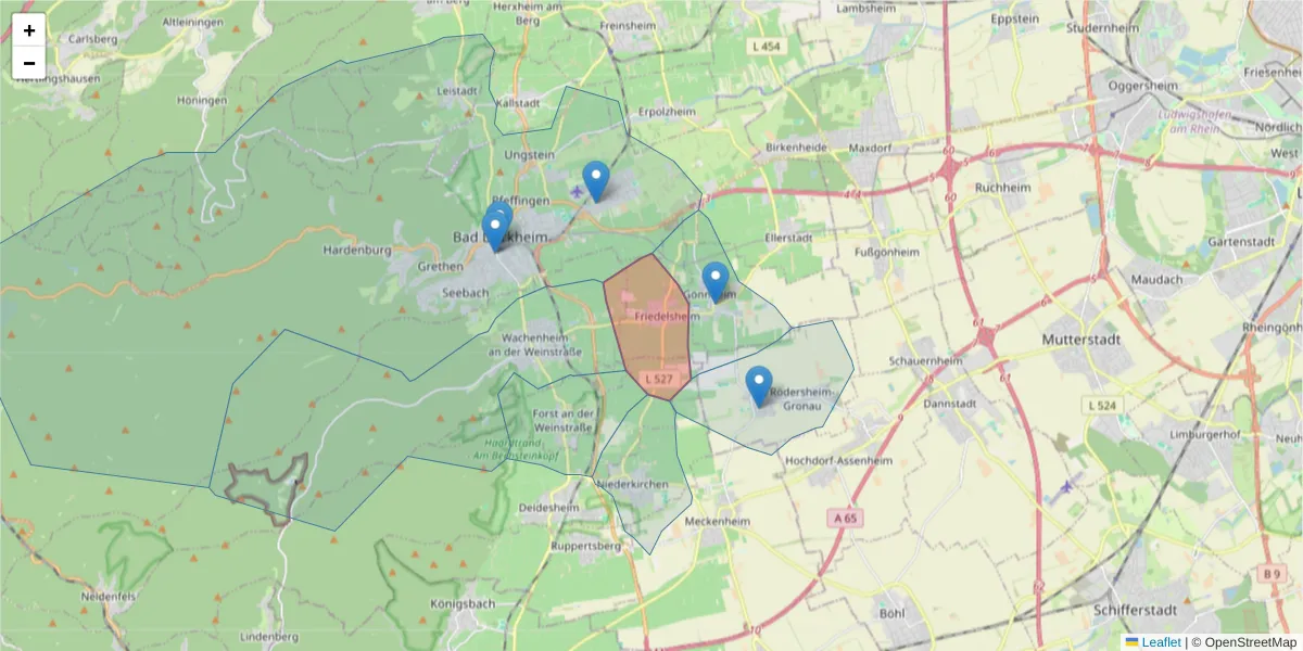 Karte des Postleitzahlen Bereichs  und der umliegenden Postleitzahlen in Deutschland