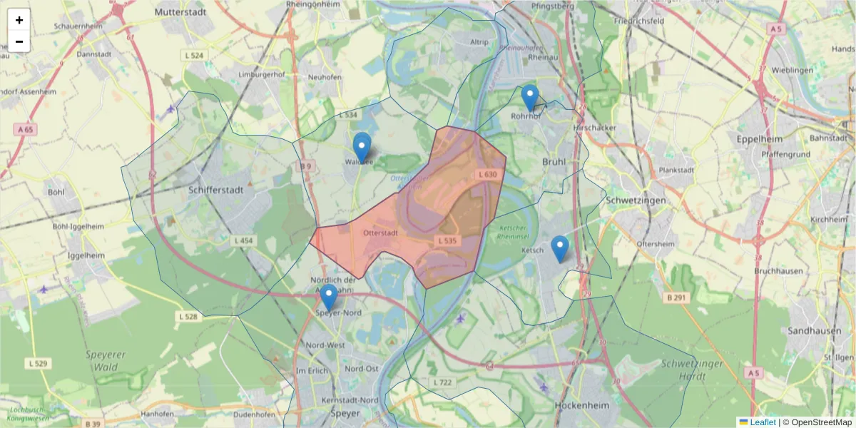 Karte des Postleitzahlen Bereichs  und der umliegenden Postleitzahlen in Deutschland