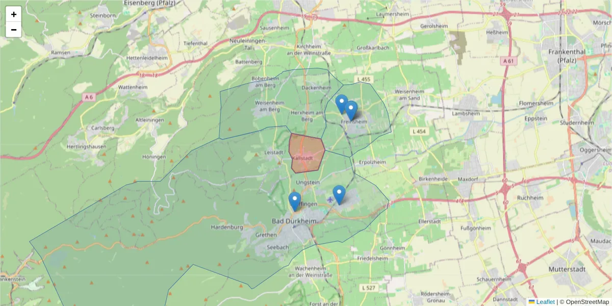 Karte des Postleitzahlen Bereichs  und der umliegenden Postleitzahlen in Deutschland