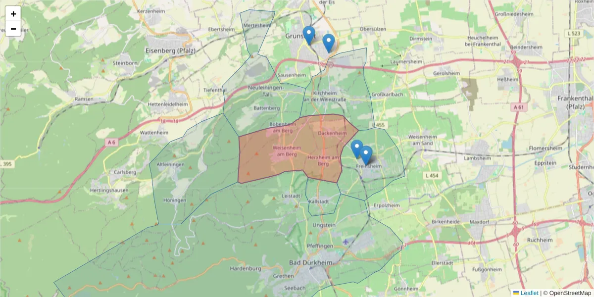 Karte des Postleitzahlen Bereichs  und der umliegenden Postleitzahlen in Deutschland