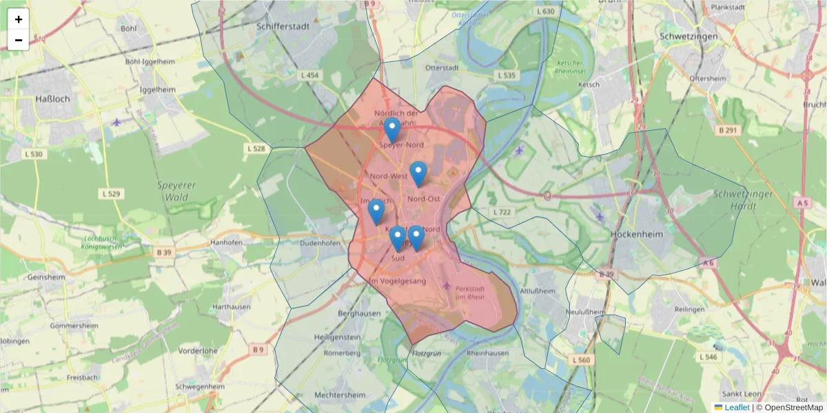 Karte des Postleitzahlen Bereichs  und der umliegenden Postleitzahlen in Deutschland
