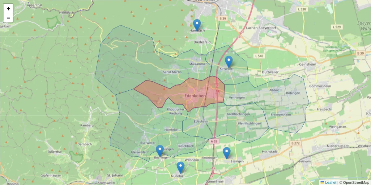Karte des Postleitzahlen Bereichs  und der umliegenden Postleitzahlen in Deutschland