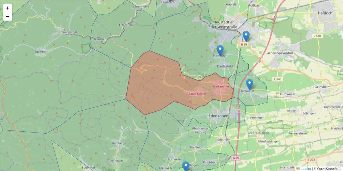 Karte des Postleitzahlen Bereichs  und der umliegenden Postleitzahlen in Deutschland