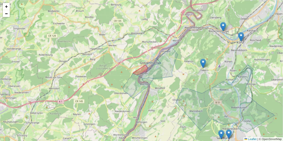 Karte des Postleitzahlen Bereichs  und der umliegenden Postleitzahlen in Deutschland