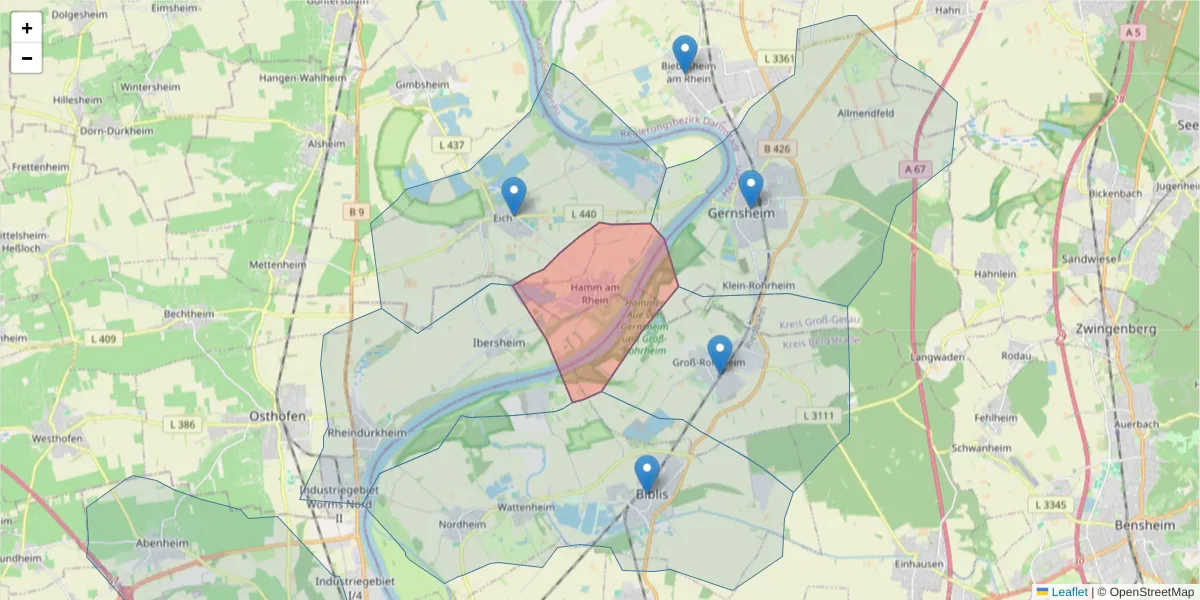 Karte des Postleitzahlen Bereichs  und der umliegenden Postleitzahlen in Deutschland