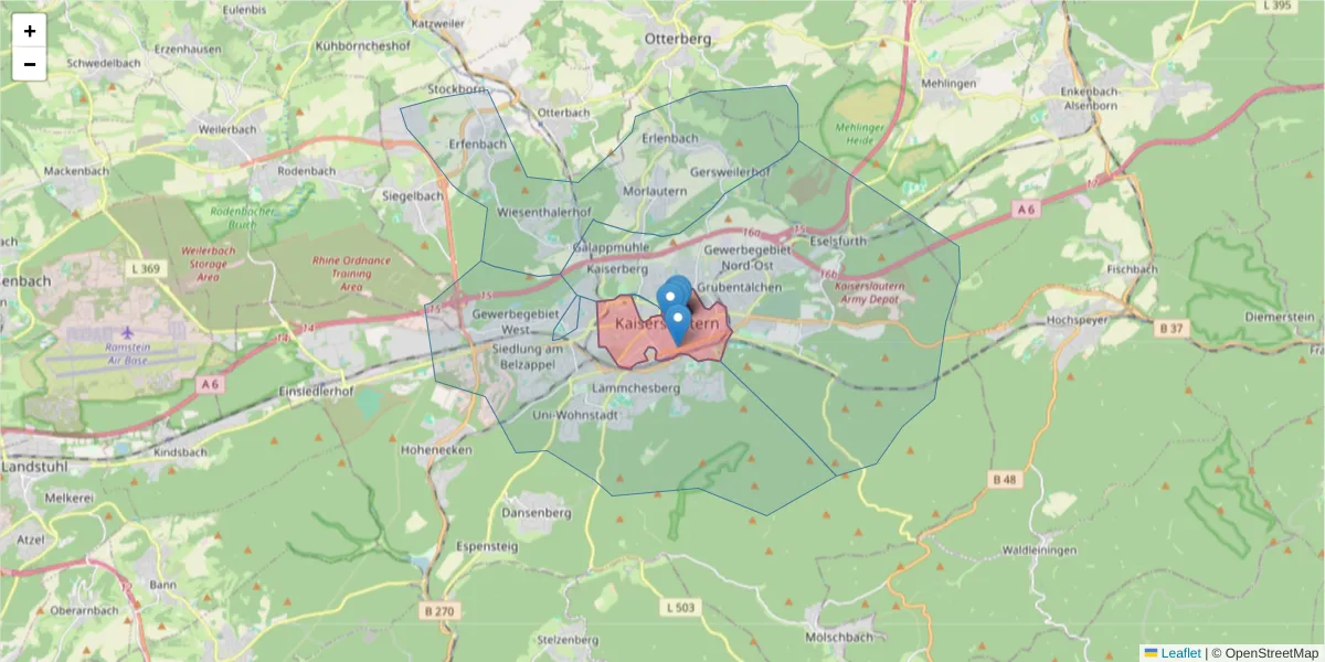 Karte des Postleitzahlen Bereichs  und der umliegenden Postleitzahlen in Deutschland