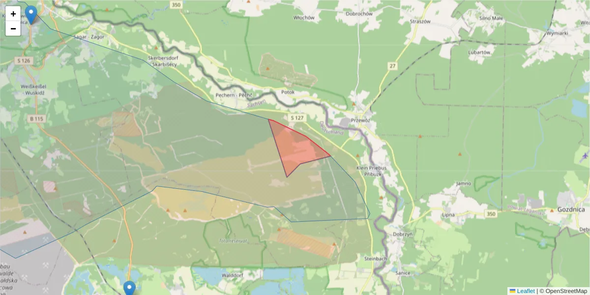 Karte des Postleitzahlen Bereichs  und der umliegenden Postleitzahlen in Deutschland