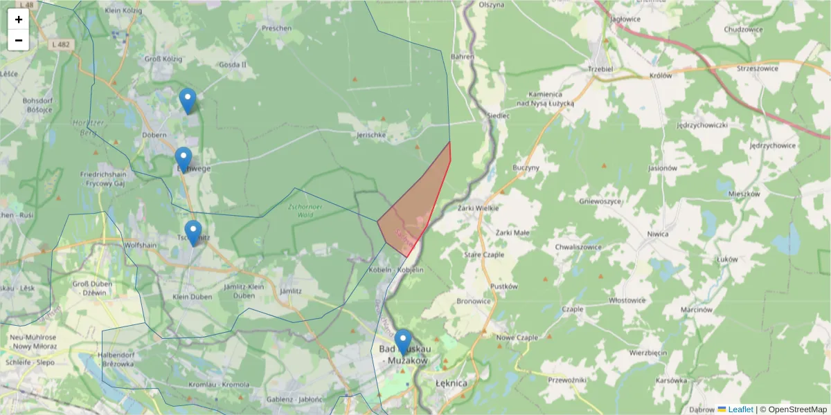 Karte des Postleitzahlen Bereichs  und der umliegenden Postleitzahlen in Deutschland
