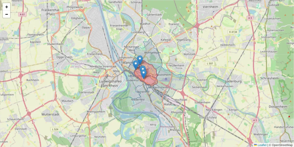 Karte des Postleitzahlen Bereichs  und der umliegenden Postleitzahlen in Deutschland