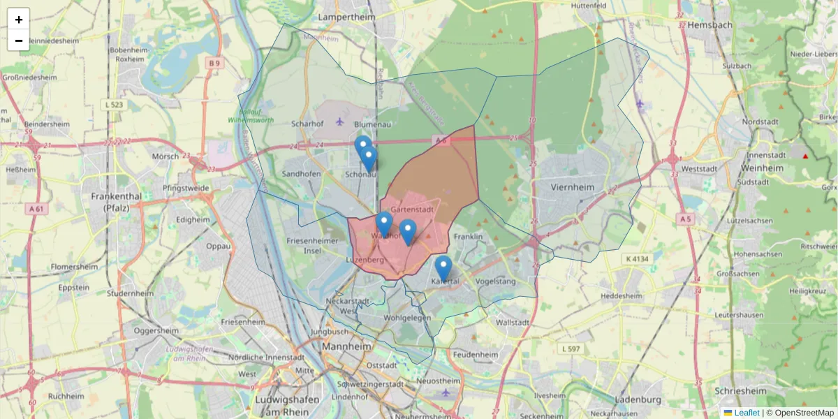 Karte des Postleitzahlen Bereichs  und der umliegenden Postleitzahlen in Deutschland