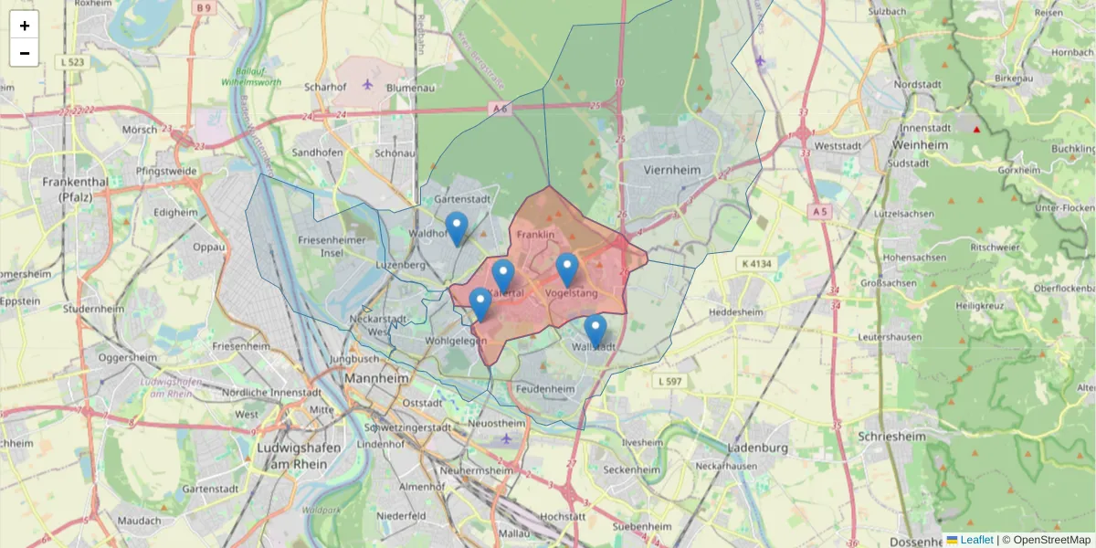 Karte des Postleitzahlen Bereichs  und der umliegenden Postleitzahlen in Deutschland