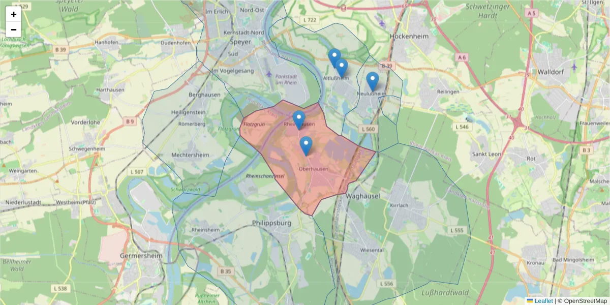Karte des Postleitzahlen Bereichs  und der umliegenden Postleitzahlen in Deutschland