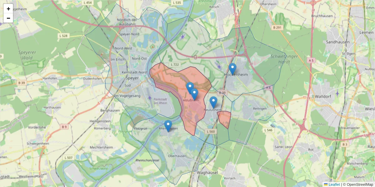 Karte des Postleitzahlen Bereichs  und der umliegenden Postleitzahlen in Deutschland
