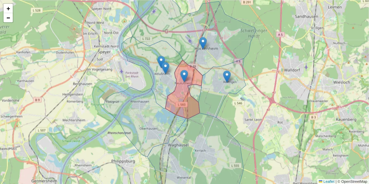 Karte des Postleitzahlen Bereichs  und der umliegenden Postleitzahlen in Deutschland