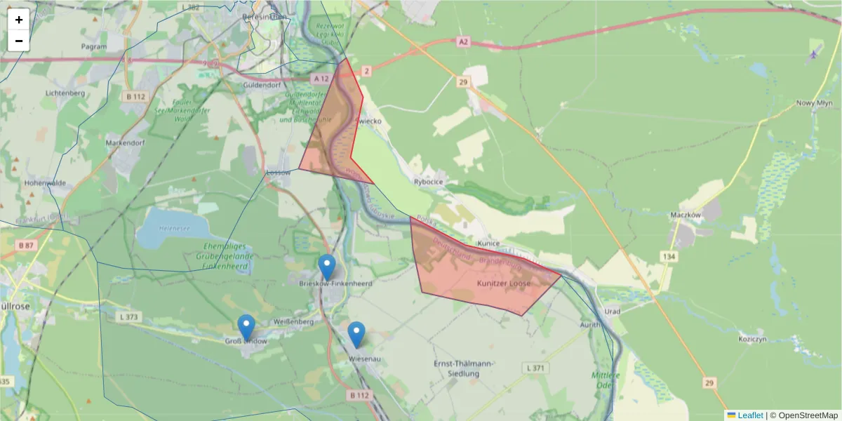 Karte des Postleitzahlen Bereichs  und der umliegenden Postleitzahlen in Deutschland