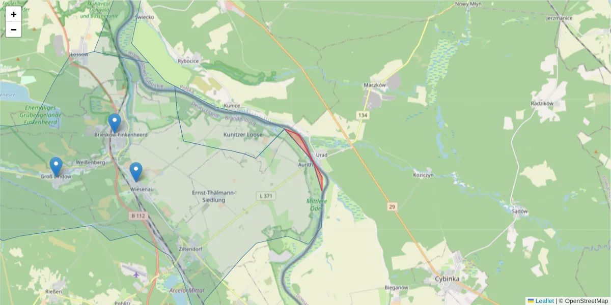Karte des Postleitzahlen Bereichs  und der umliegenden Postleitzahlen in Deutschland