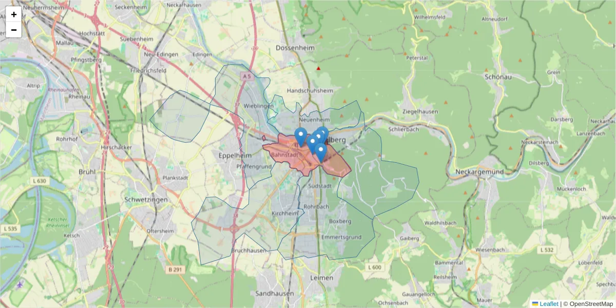Karte des Postleitzahlen Bereichs  und der umliegenden Postleitzahlen in Deutschland