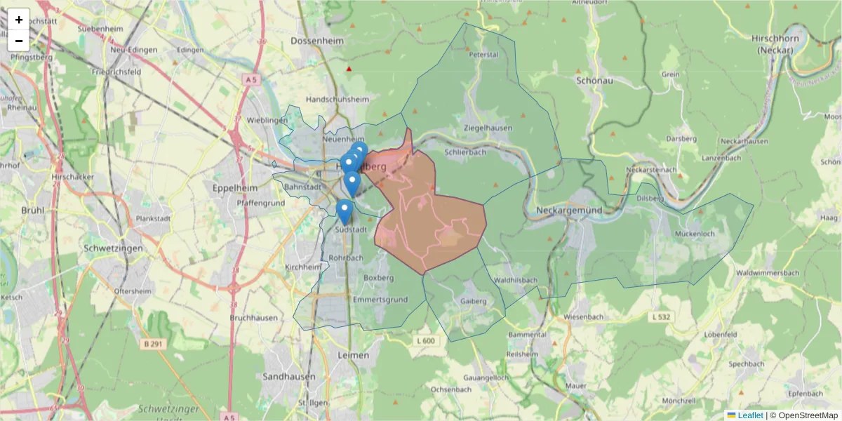 Karte des Postleitzahlen Bereichs  und der umliegenden Postleitzahlen in Deutschland