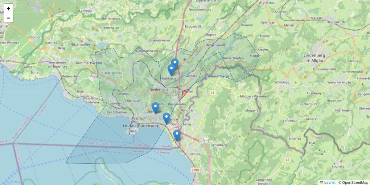 Karte des Postleitzahlen Bereichs  und der umliegenden Postleitzahlen in Deutschland
