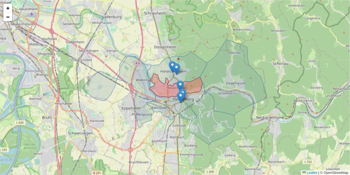 Karte des Postleitzahlen Bereichs  und der umliegenden Postleitzahlen in Deutschland