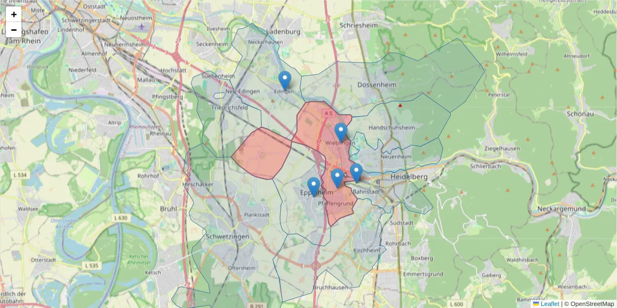 Karte des Postleitzahlen Bereichs  und der umliegenden Postleitzahlen in Deutschland