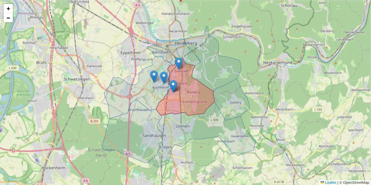 Karte des Postleitzahlen Bereichs  und der umliegenden Postleitzahlen in Deutschland