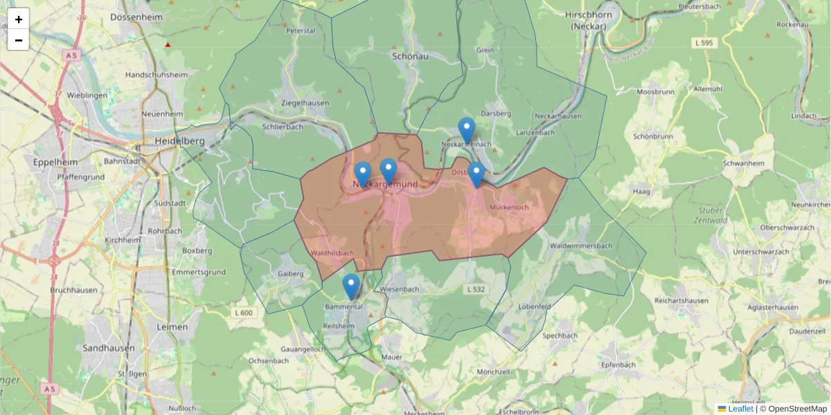 Karte des Postleitzahlen Bereichs  und der umliegenden Postleitzahlen in Deutschland