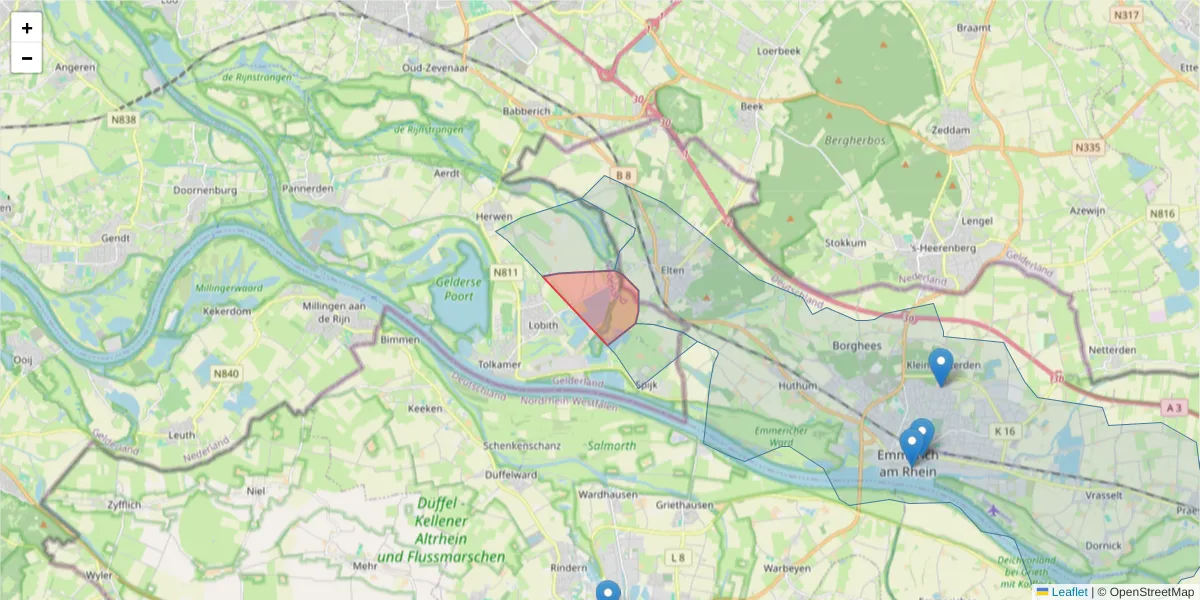 Karte des Postleitzahlen Bereichs  und der umliegenden Postleitzahlen in Deutschland