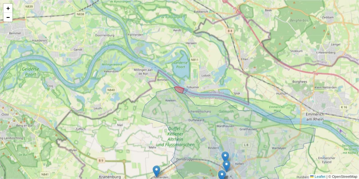 Karte des Postleitzahlen Bereichs  und der umliegenden Postleitzahlen in Deutschland