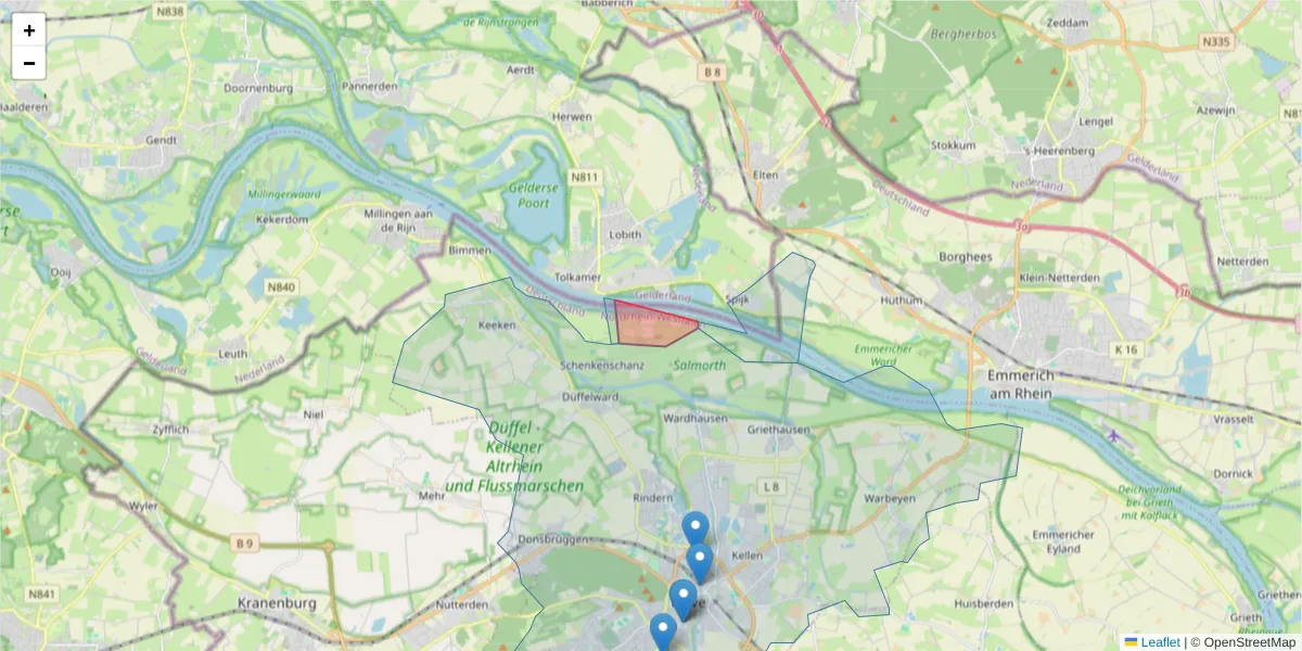 Karte des Postleitzahlen Bereichs  und der umliegenden Postleitzahlen in Deutschland