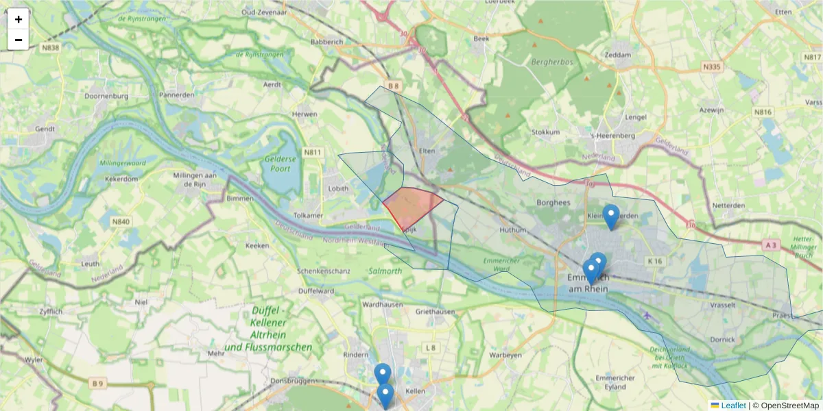 Karte des Postleitzahlen Bereichs  und der umliegenden Postleitzahlen in Deutschland