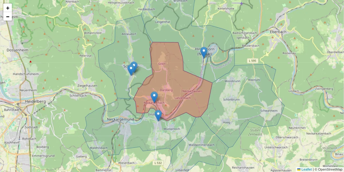 Karte des Postleitzahlen Bereichs  und der umliegenden Postleitzahlen in Deutschland