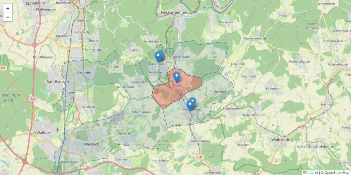 Karte des Postleitzahlen Bereichs  und der umliegenden Postleitzahlen in Deutschland