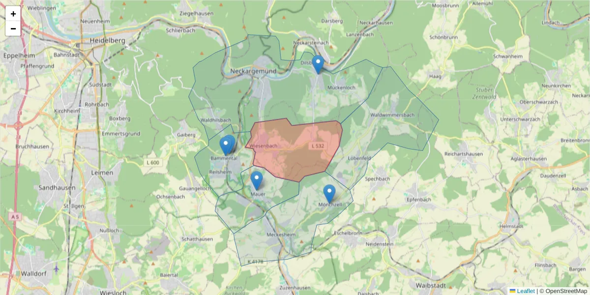 Karte des Postleitzahlen Bereichs  und der umliegenden Postleitzahlen in Deutschland
