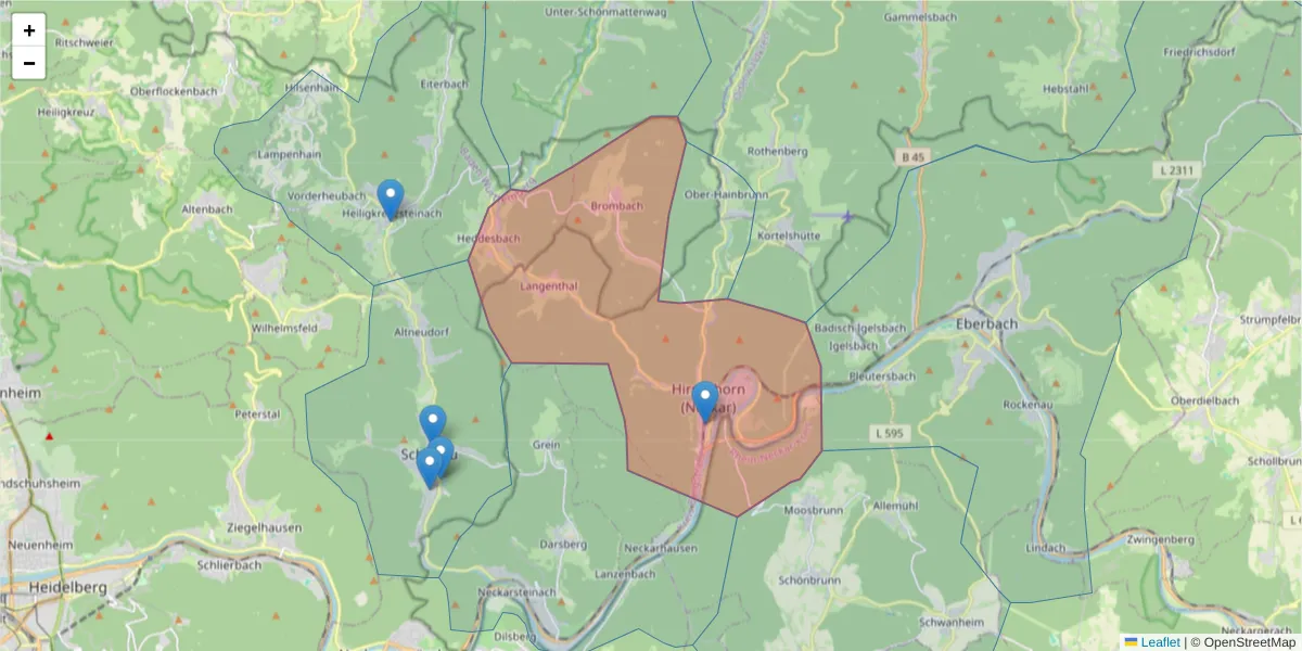 Karte des Postleitzahlen Bereichs  und der umliegenden Postleitzahlen in Deutschland