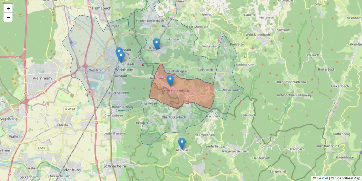 Karte des Postleitzahlen Bereichs  und der umliegenden Postleitzahlen in Deutschland