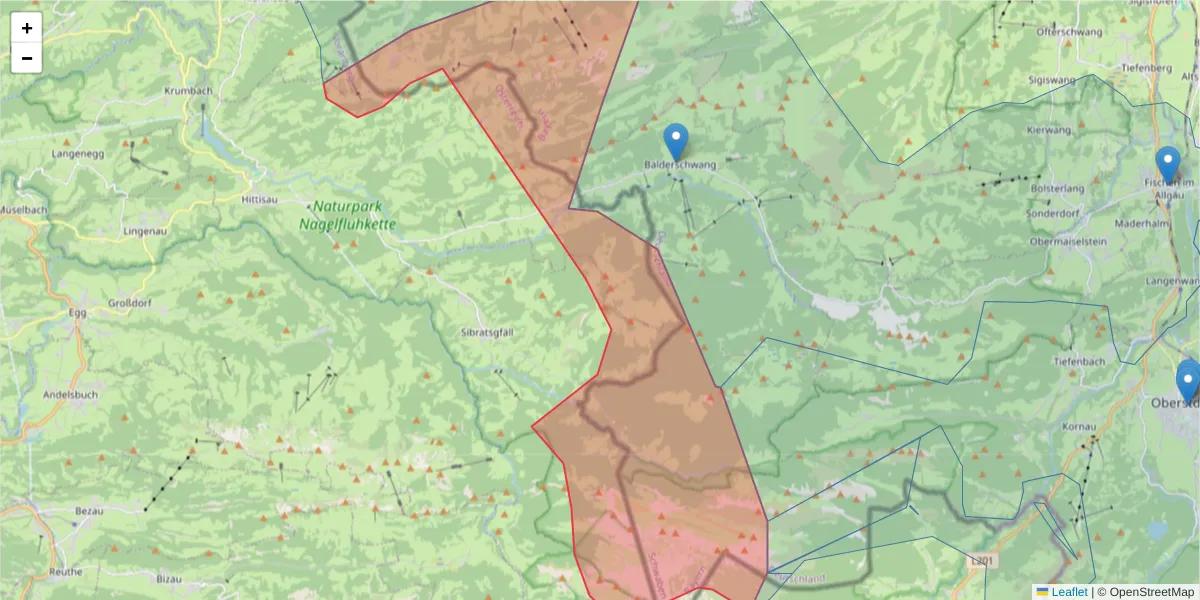 Karte des Postleitzahlen Bereichs  und der umliegenden Postleitzahlen in Deutschland