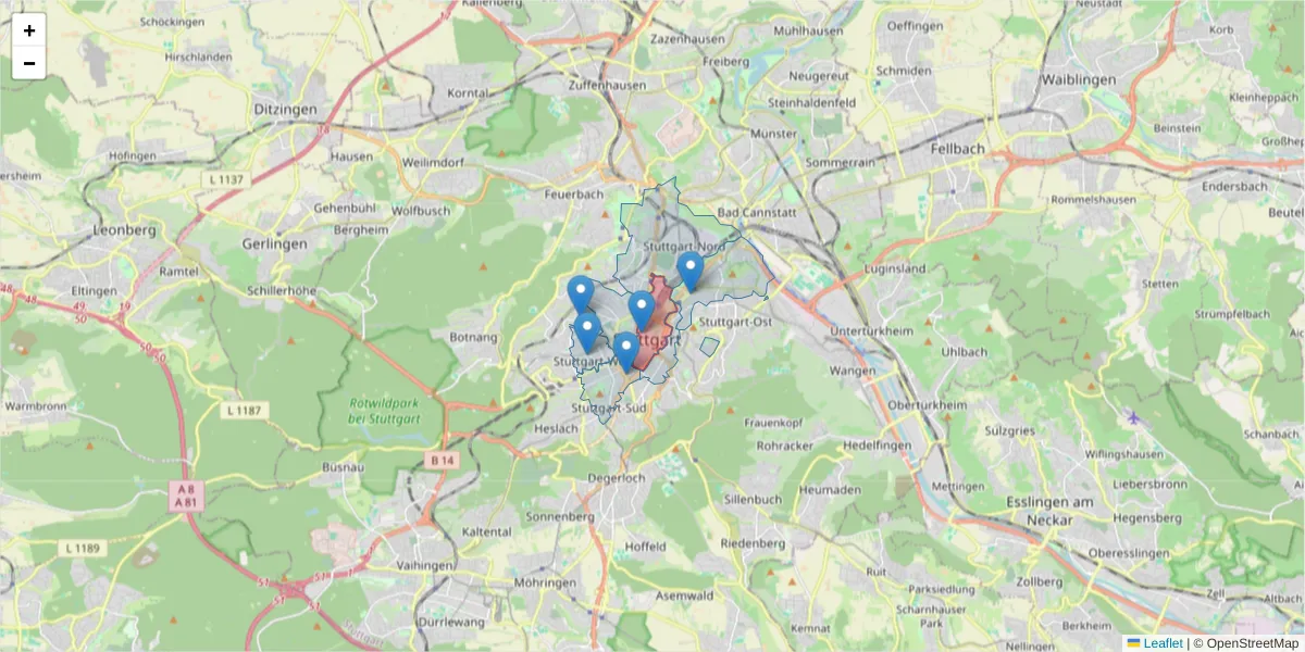 Karte des Postleitzahlen Bereichs  und der umliegenden Postleitzahlen in Deutschland
