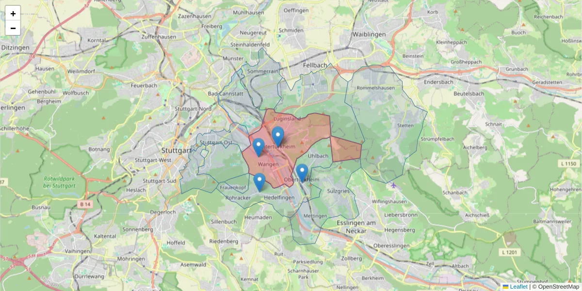 Karte des Postleitzahlen Bereichs  und der umliegenden Postleitzahlen in Deutschland