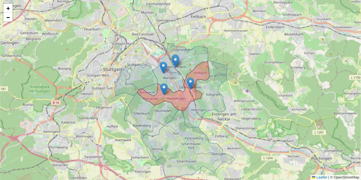 Karte des Postleitzahlen Bereichs  und der umliegenden Postleitzahlen in Deutschland