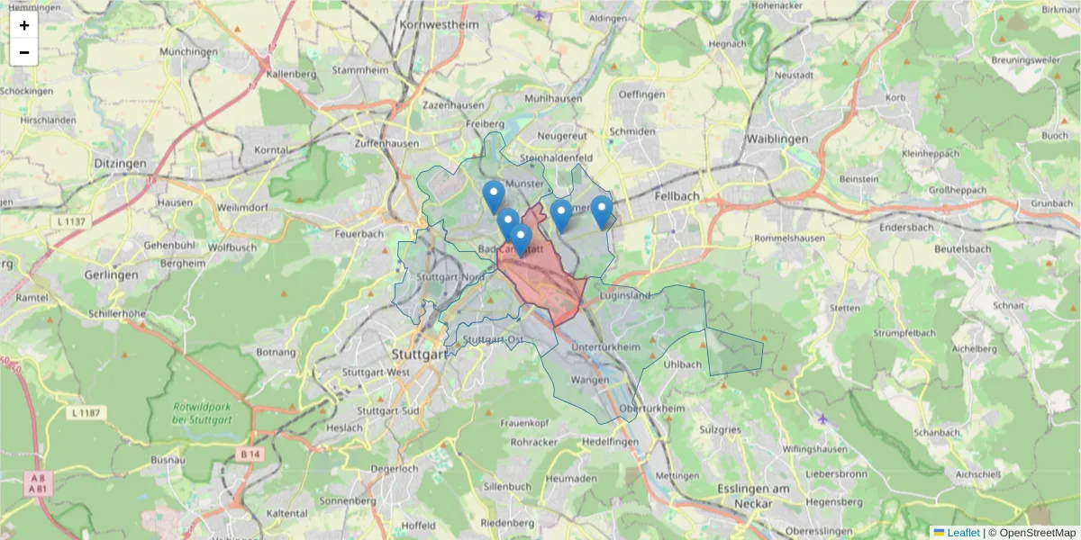 Karte des Postleitzahlen Bereichs  und der umliegenden Postleitzahlen in Deutschland