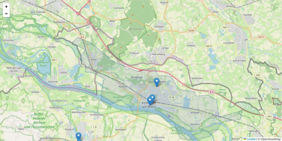 Karte des Postleitzahlen Bereichs  und der umliegenden Postleitzahlen in Deutschland