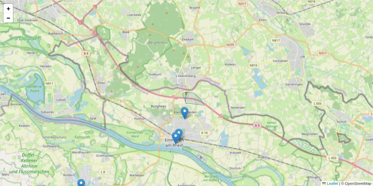 Karte des Postleitzahlen Bereichs  und der umliegenden Postleitzahlen in Deutschland